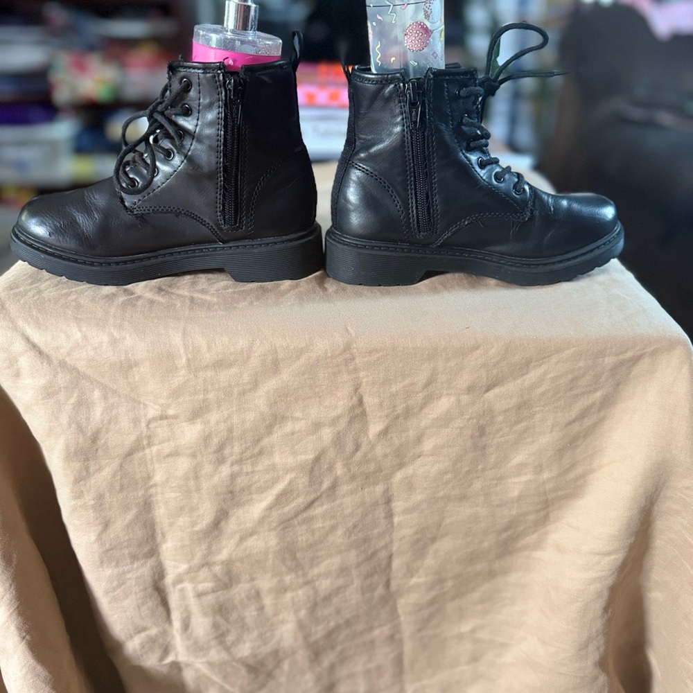Kids Black Leather Boots